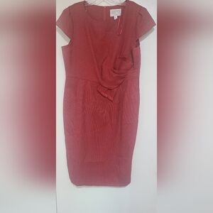 Pre-owned rare Julian Taylor New York red and black textured dress, Size 14